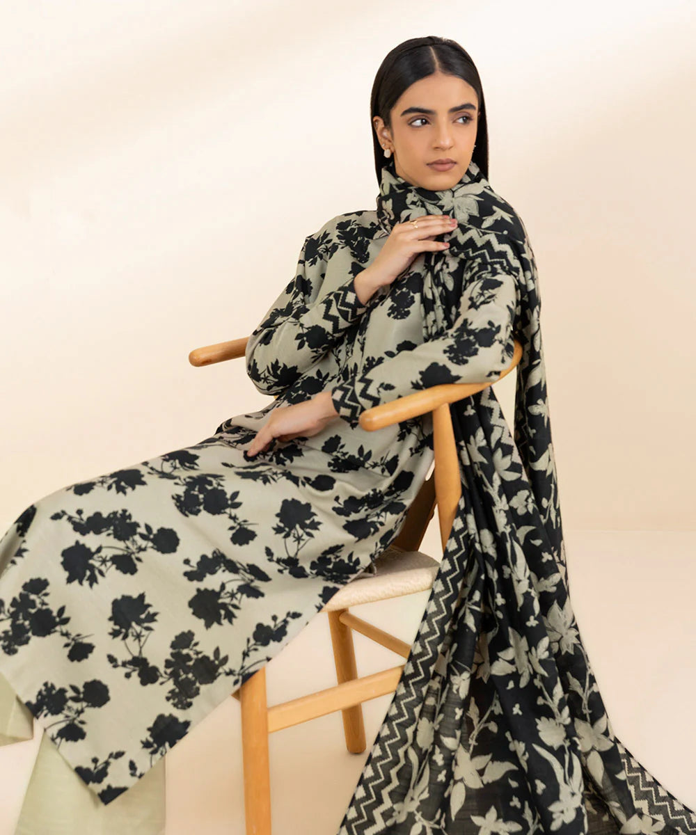 Sapphire Khaddar Three Piece Suit SP-KH-BLK03