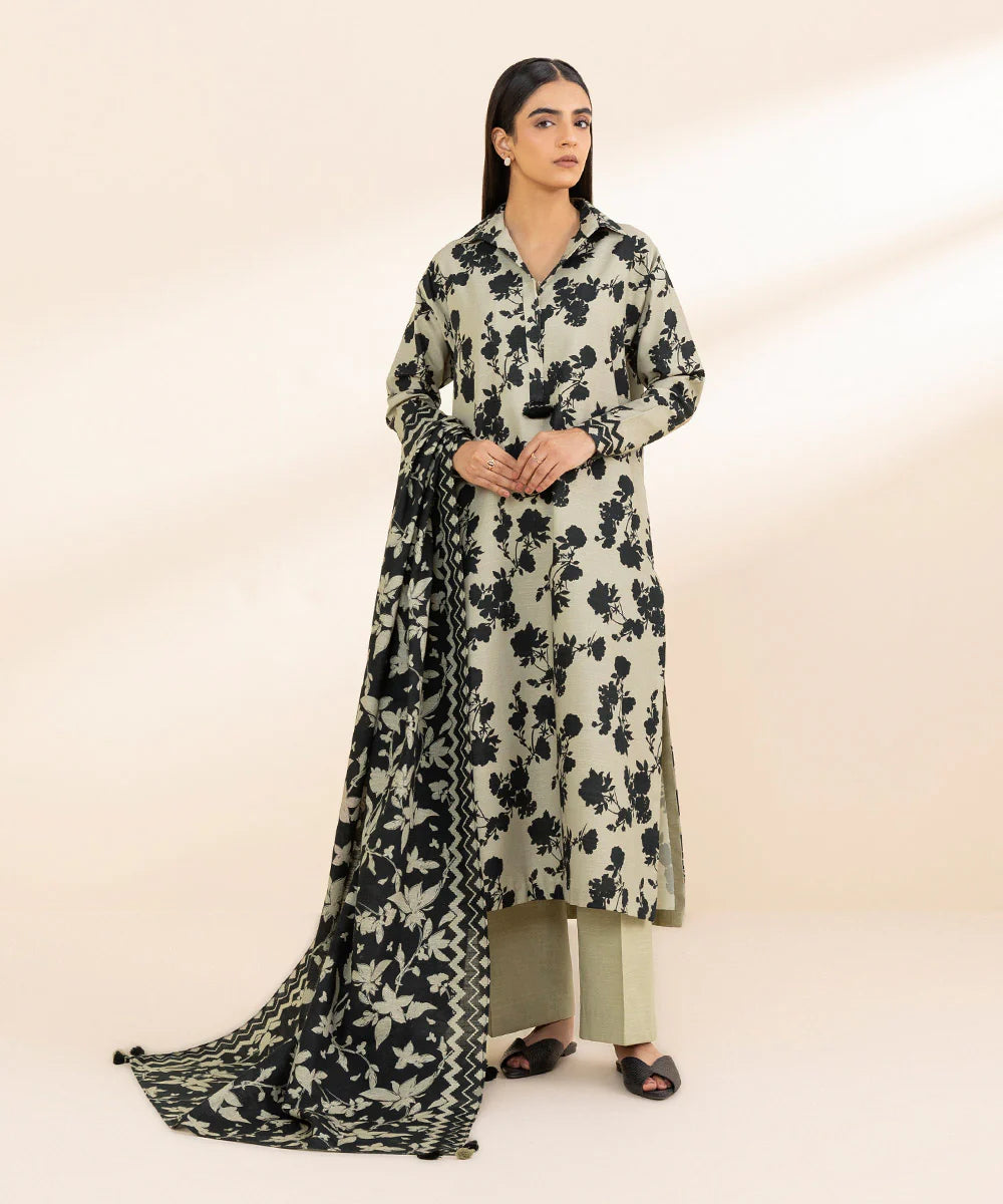 Sapphire Khaddar Three Piece Suit SP-KH-BLK03