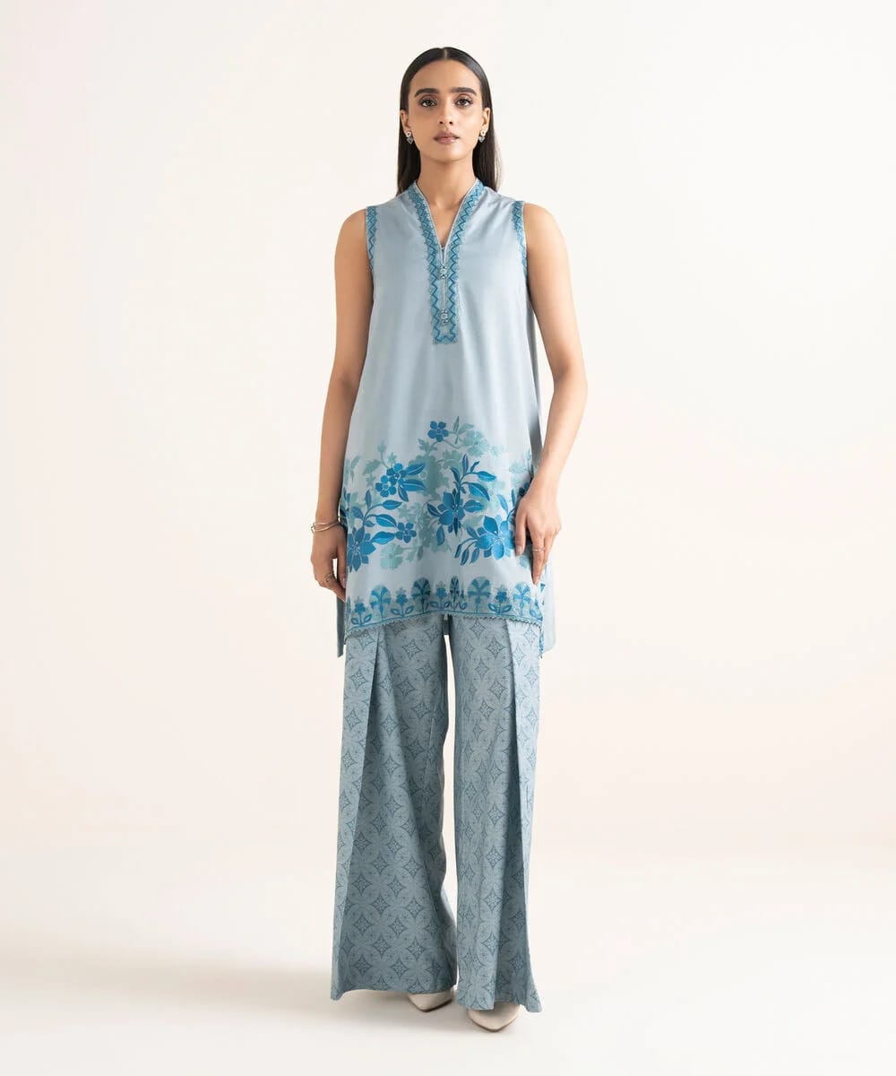 Sapphire Embroided Linen Jacquard Three Piece Suit SP-LNN-TL02