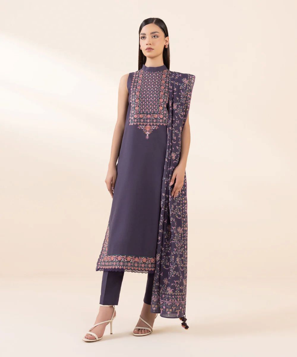 Sapphire Embroided Khaddar Three Piece Suit SP-KHD-PRP02