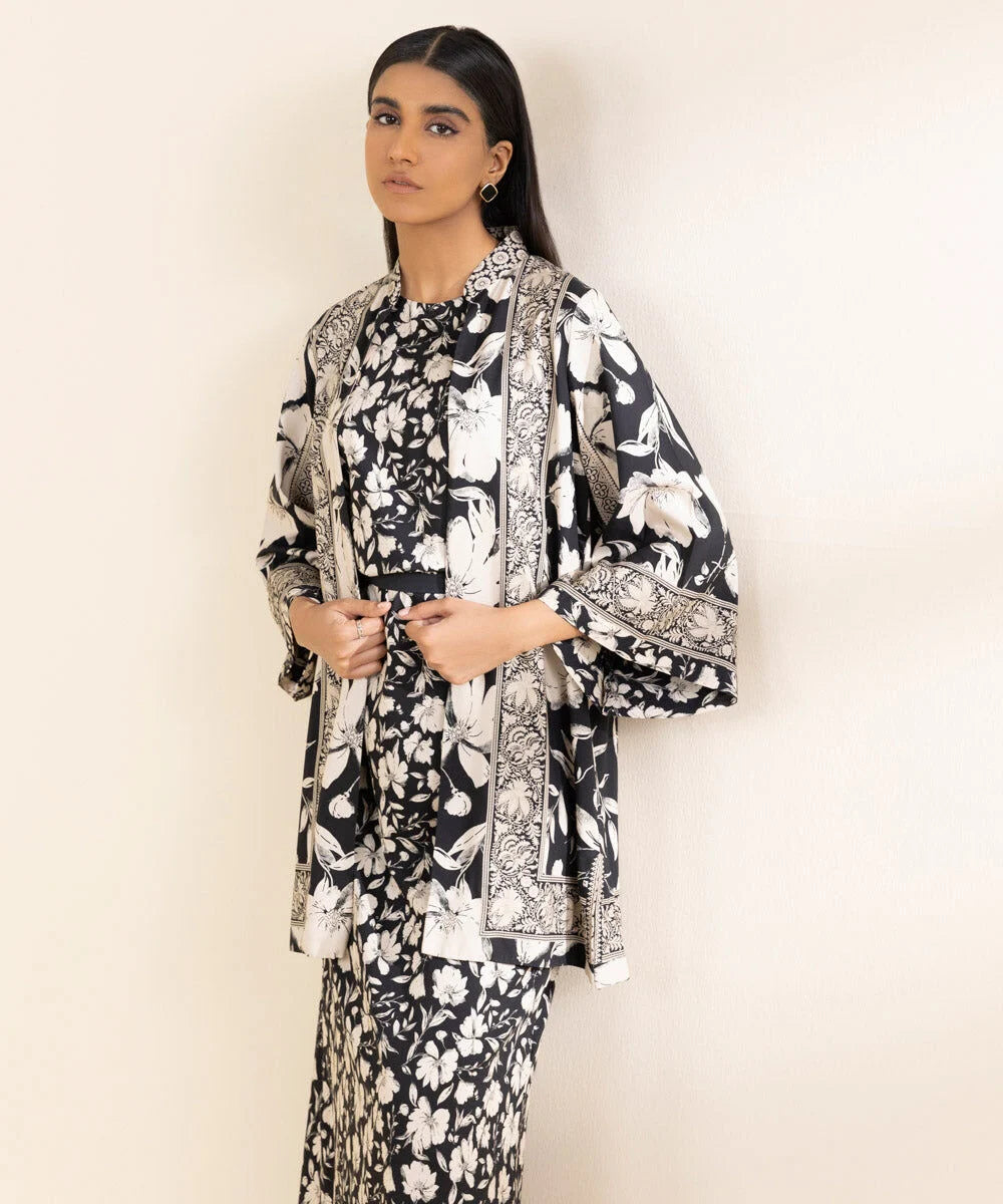 Sapphire Printed Linen Three Piece Suit SP-LNN-BLK04