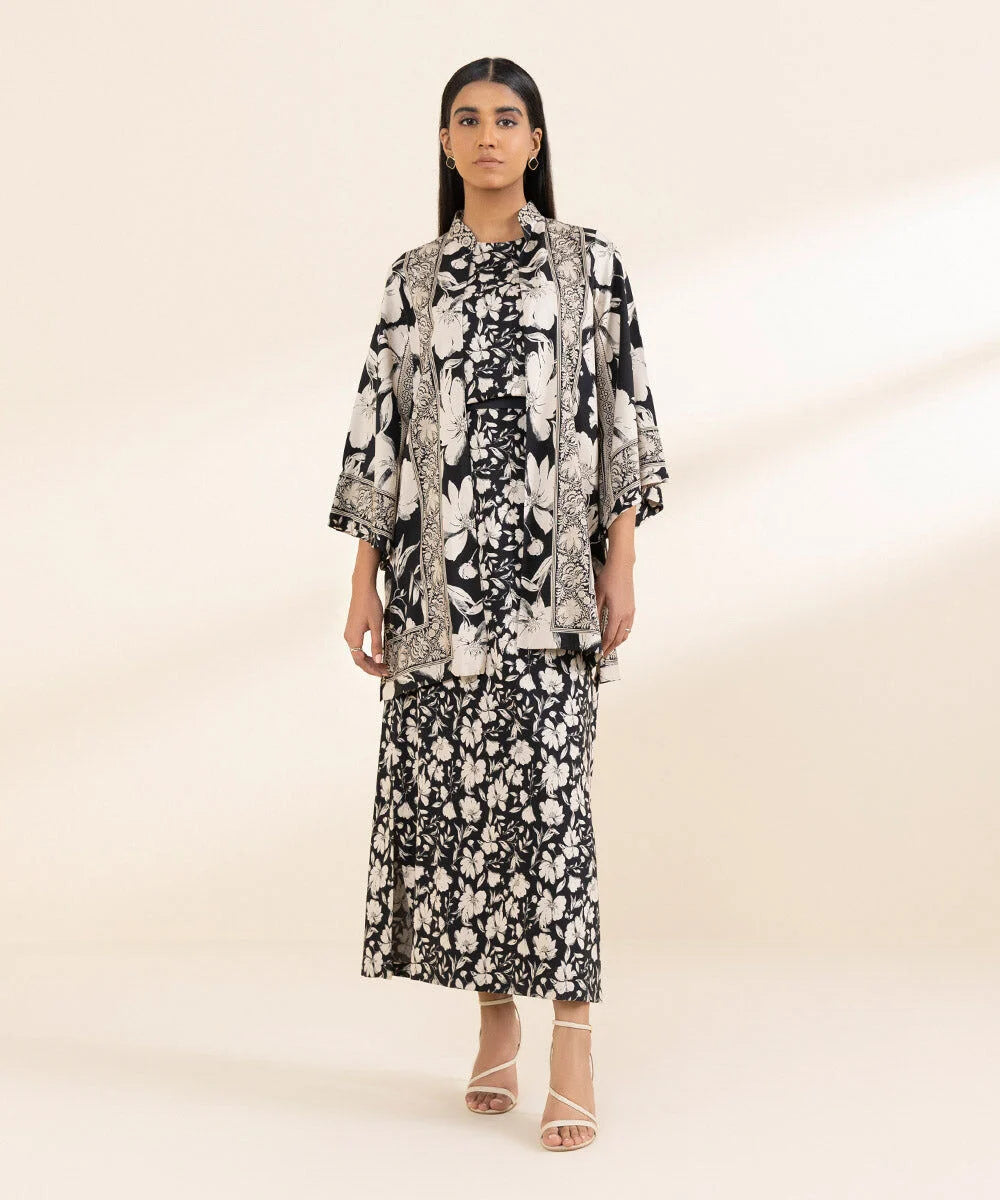 Sapphire Printed Linen Three Piece Suit SP-LNN-BLK04