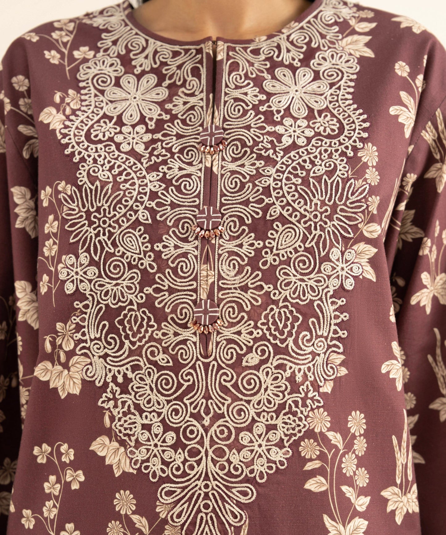 Sapphire Embroidered Cotton Three Piece Suit SP-CT-RD03