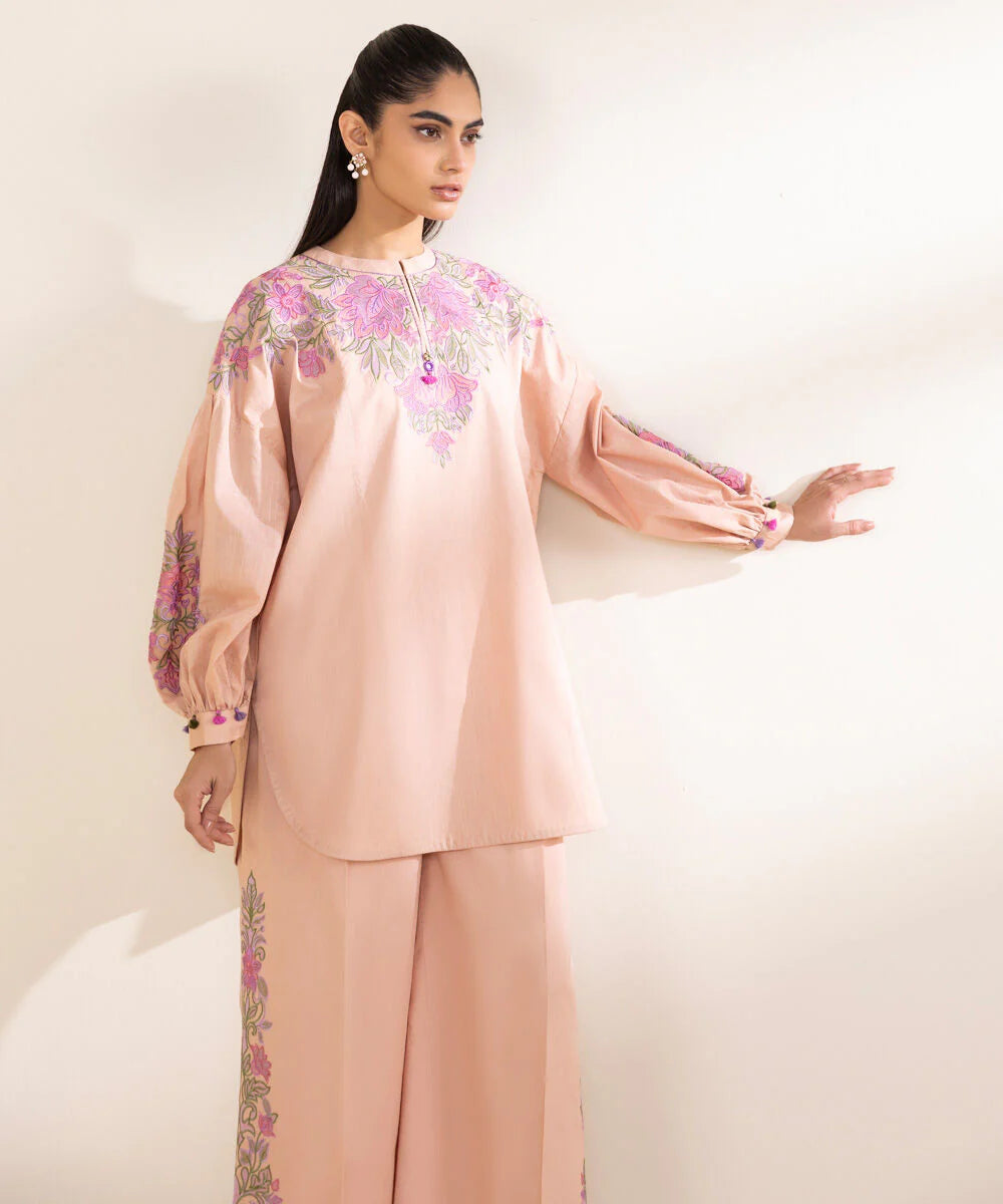 Sapphire Embroidered Cotton Three Piece suit SP-CT-PNK02