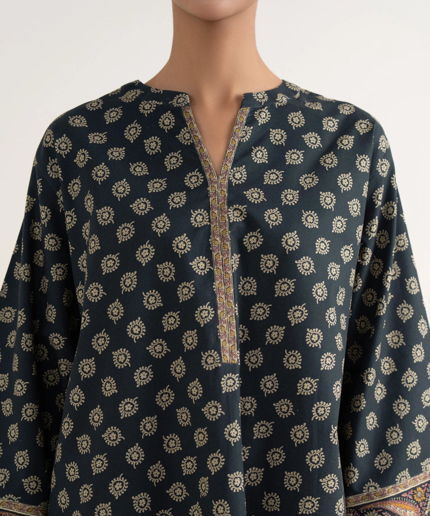 Sapphire Printed Cotton Three Piece Suit SP-CT-BLK04
