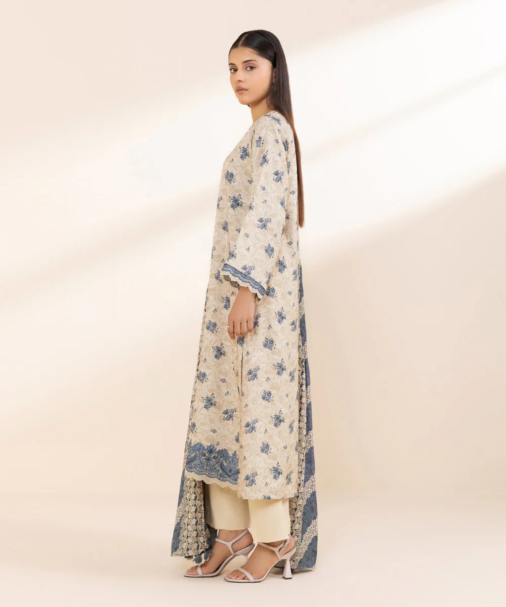 Sapphire Embroided Linen Three Piece Suit SP-LNN-BR01