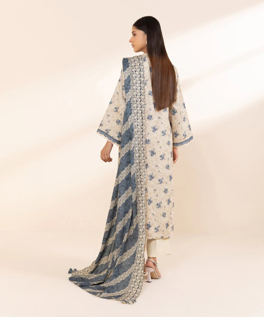 Sapphire Embroided Linen Three Piece Suit SP-LNN-BR01