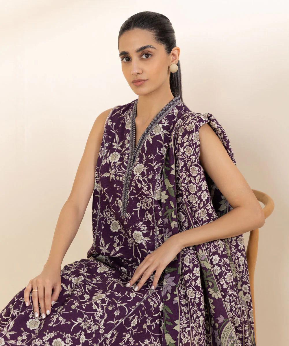 Sapphire Khaddar Three Piece Suit SP-KHD-PRP03