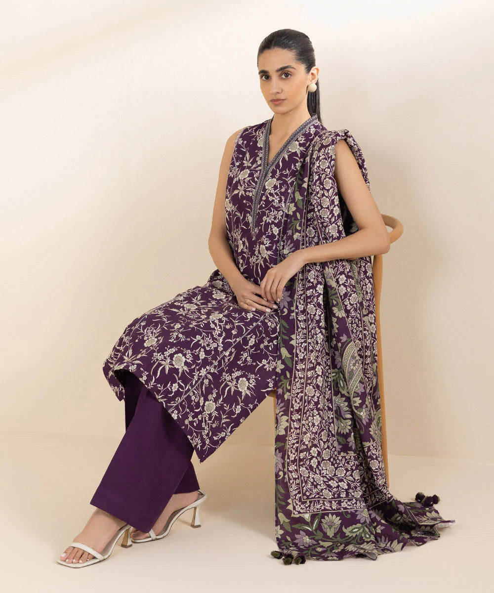 Sapphire Khaddar Three Piece Suit SP-KHD-PRP03