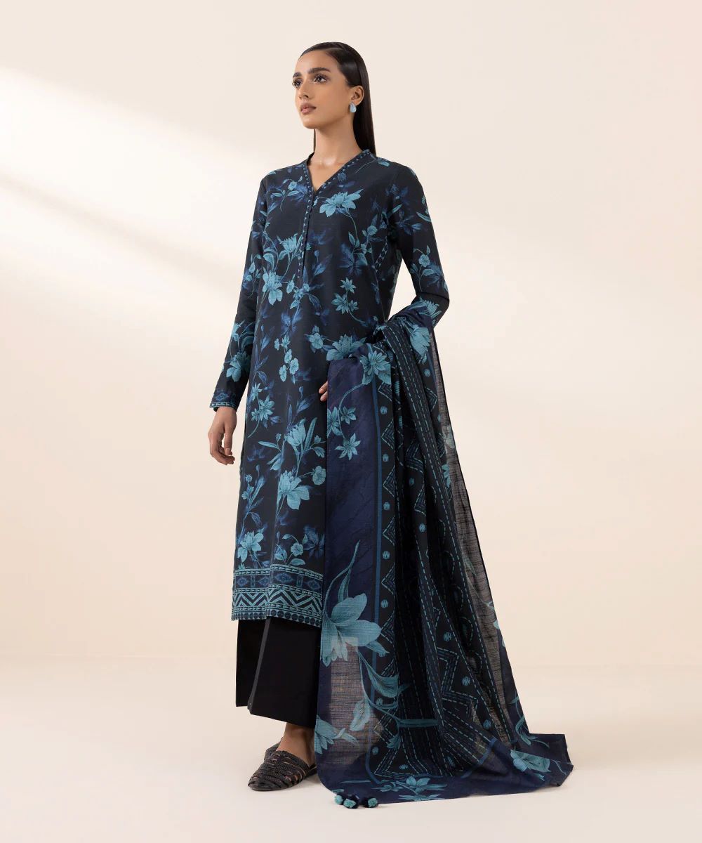 Sapphire Khaddar Three Piece Suit SP-KHD-BLU03