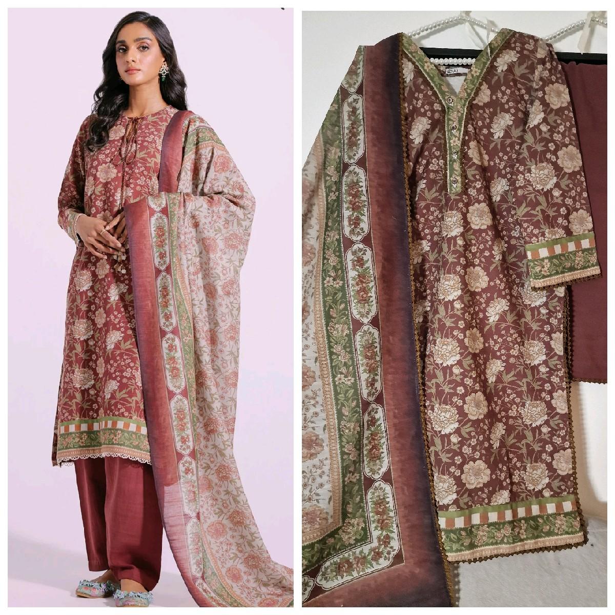Ethnic khaddar pakistani winter trouser dupatta kameez Traditional Clothing Dress