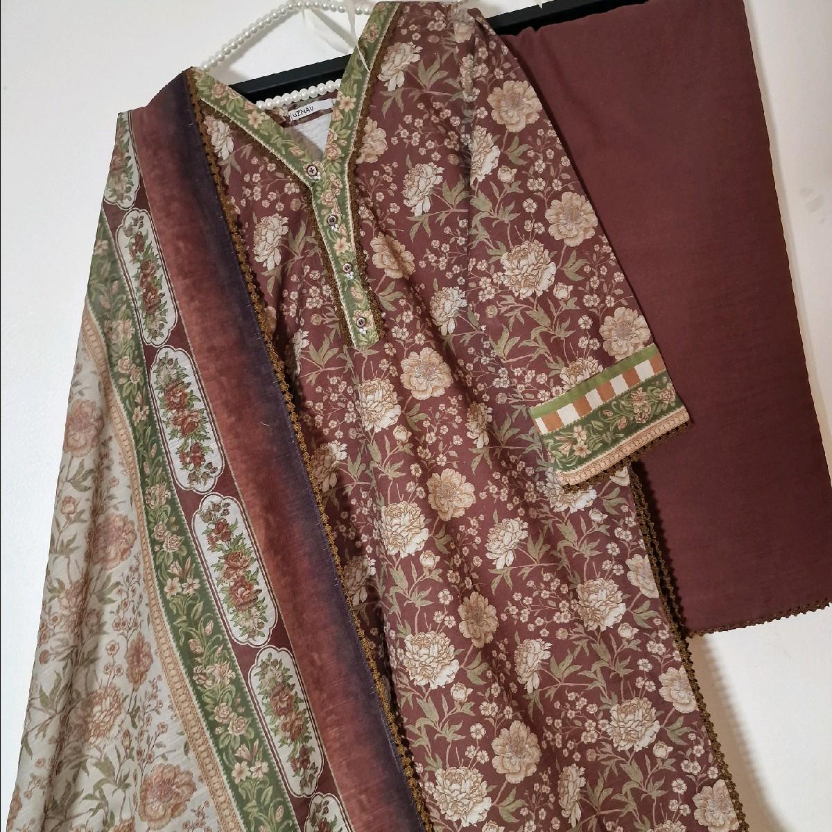 Ethnic khaddar pakistani winter trouser dupatta kameez Traditional Clothing Dress