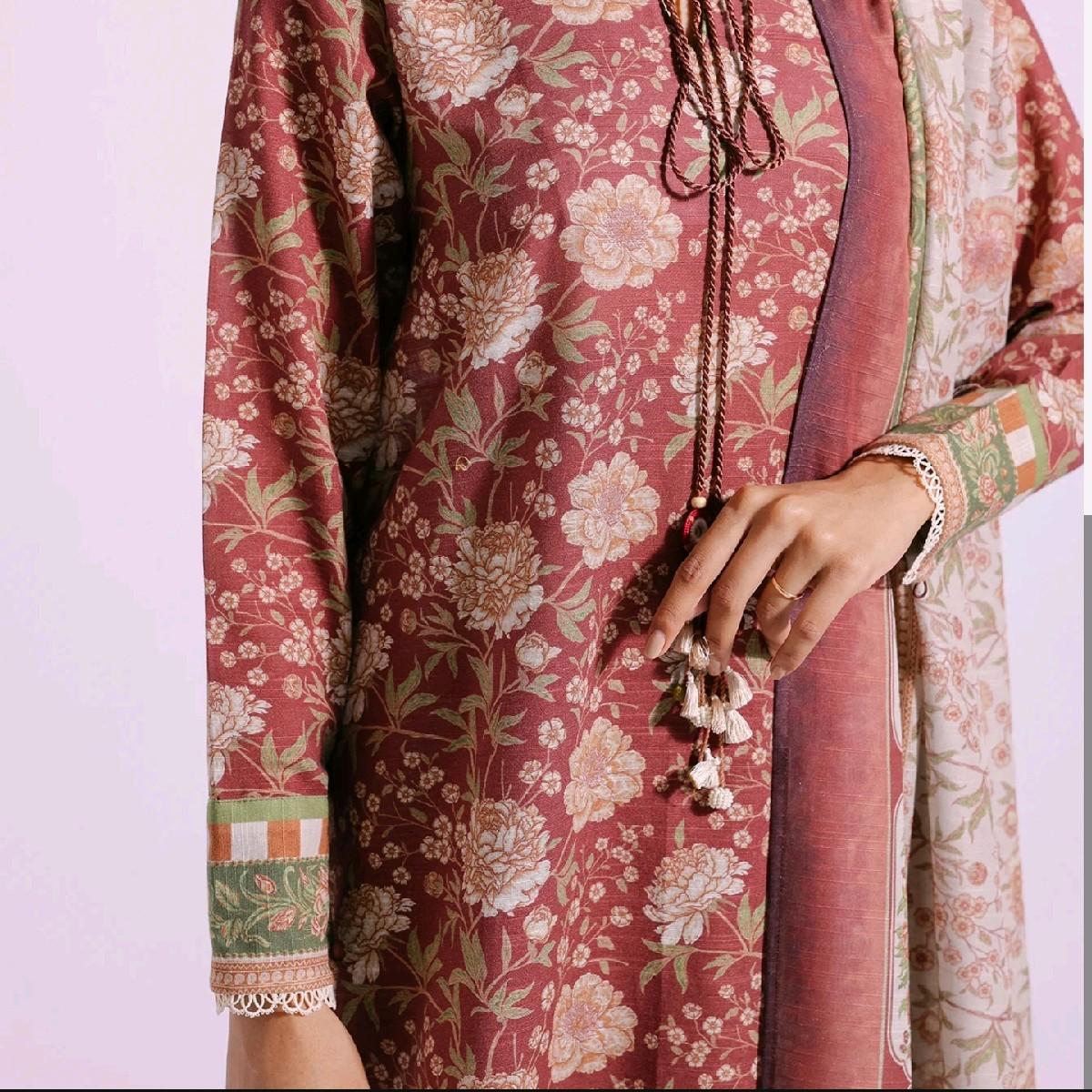 Ethnic khaddar pakistani winter trouser dupatta kameez Traditional Clothing Dress