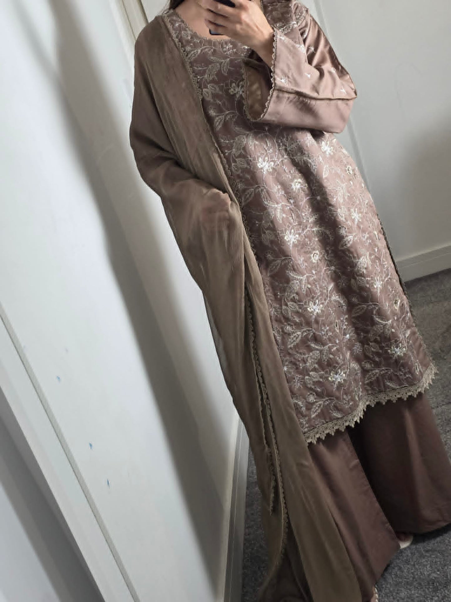 Uznau Embroidered Cotton Three Piece Suit UZ-CT-BR01