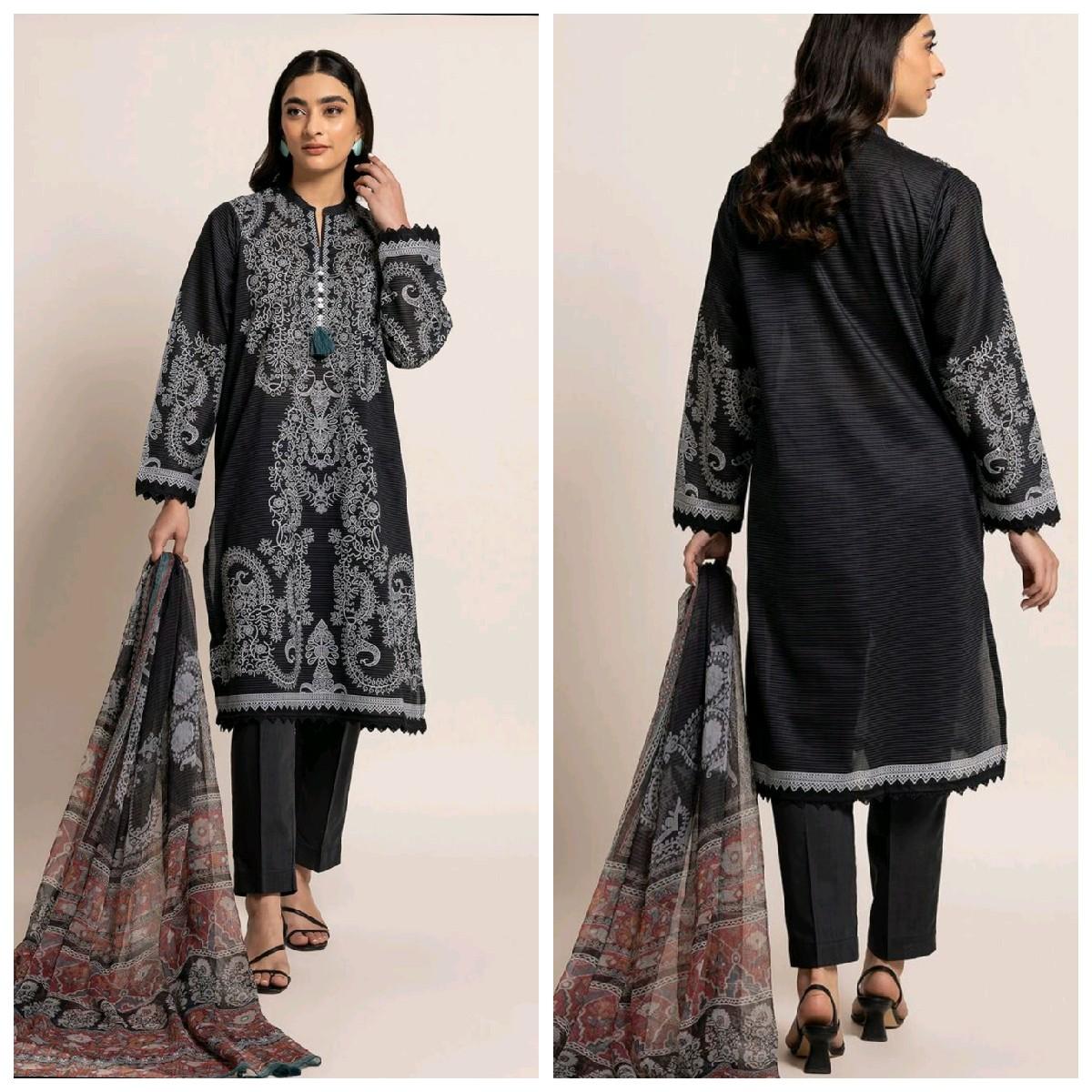 khaadi summer lawn tailored stiched Pakistani trouser kameez dupatta Traditional Clothing