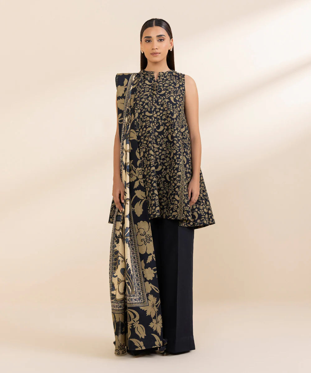 Sapphire Khaddar Three Piece Suit SP-KHD-BLK03