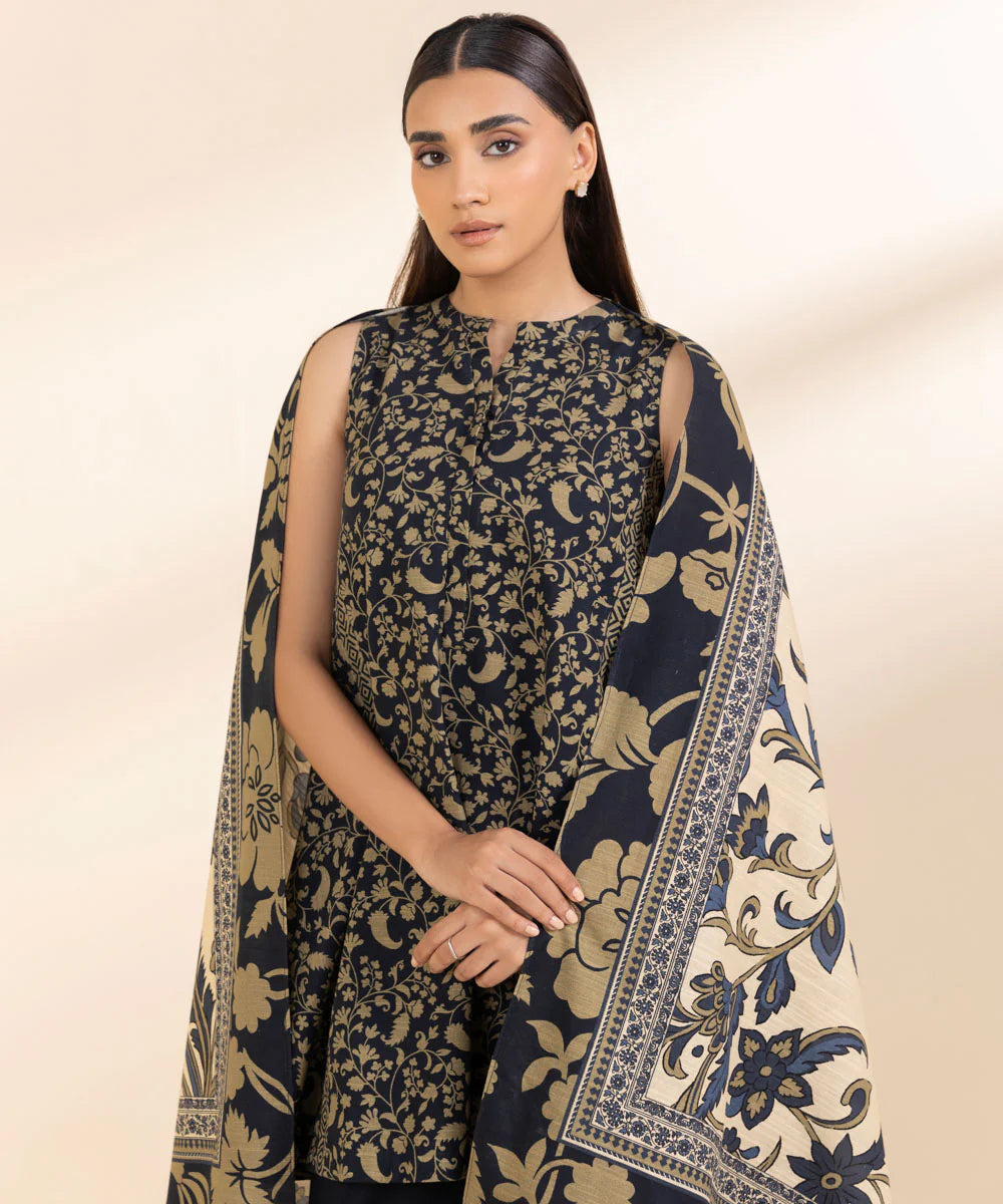 Sapphire Khaddar Three Piece Suit SP-KHD-BLK03