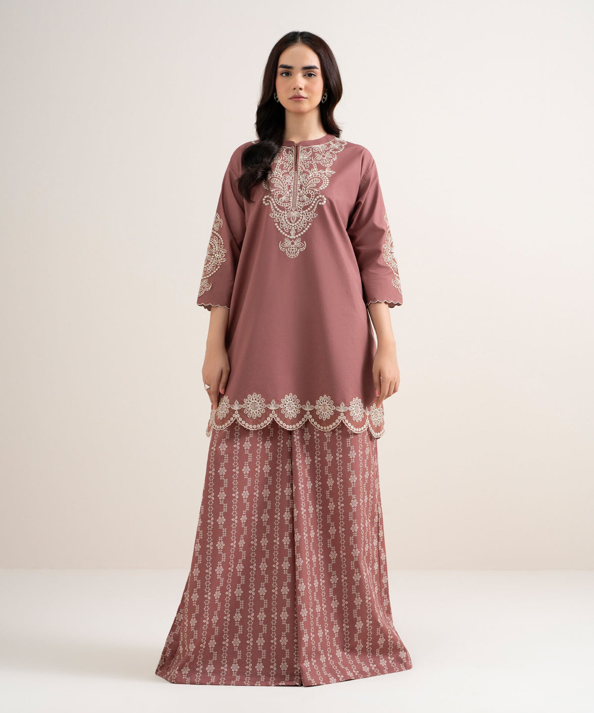 Sapphire Embroidered Winter Cotton Three Piece Suit SP-CT-PNK07