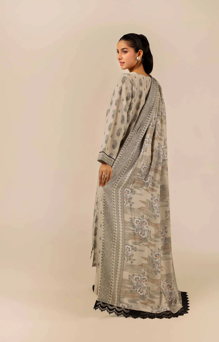 Nishaat Khaddar Three Piece Suit With Pashmina Shawl NS-KHD-WHT02