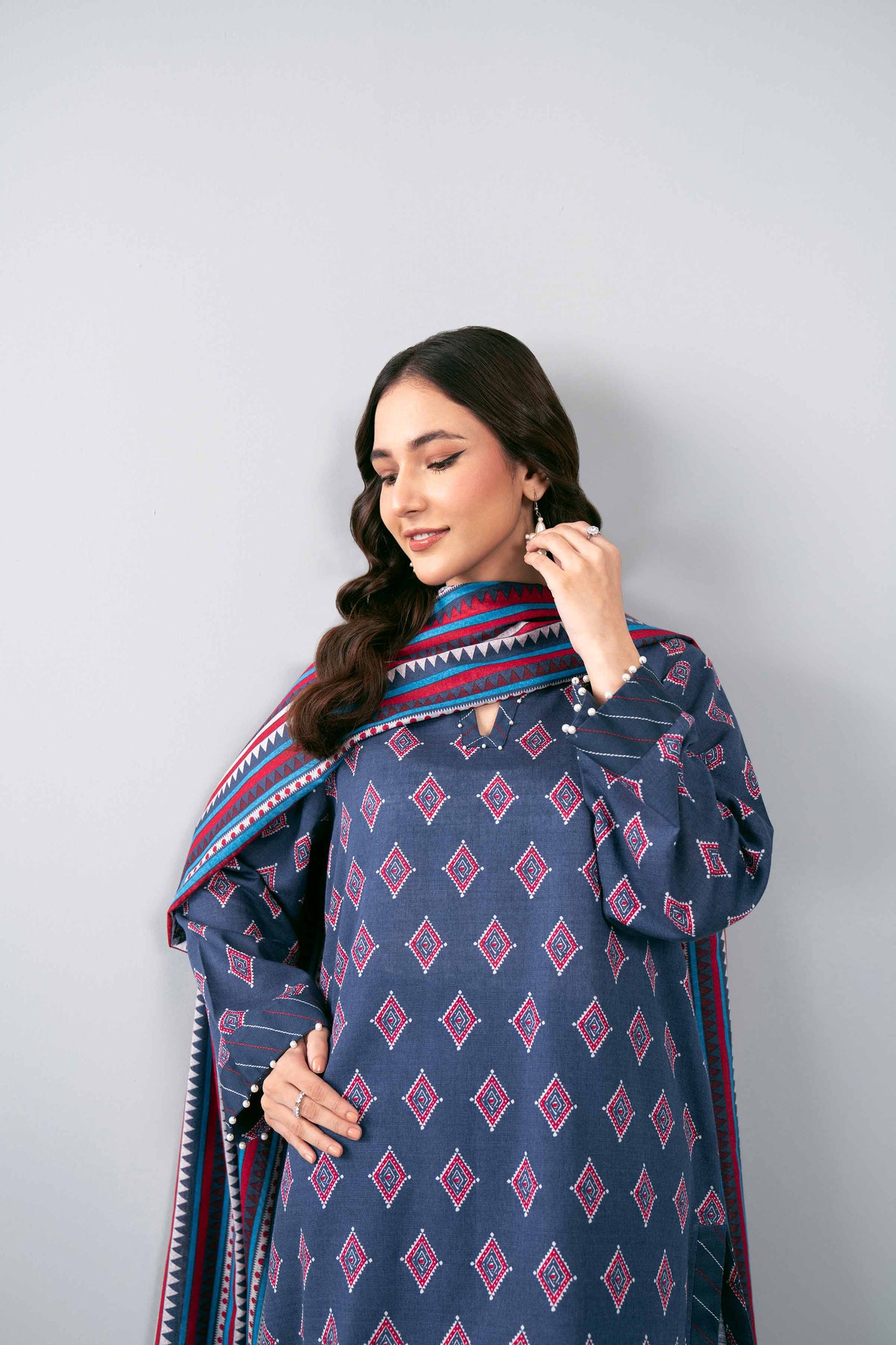 Nishaat Khaddar Three Piece Suit NS-KHD-BLU04
