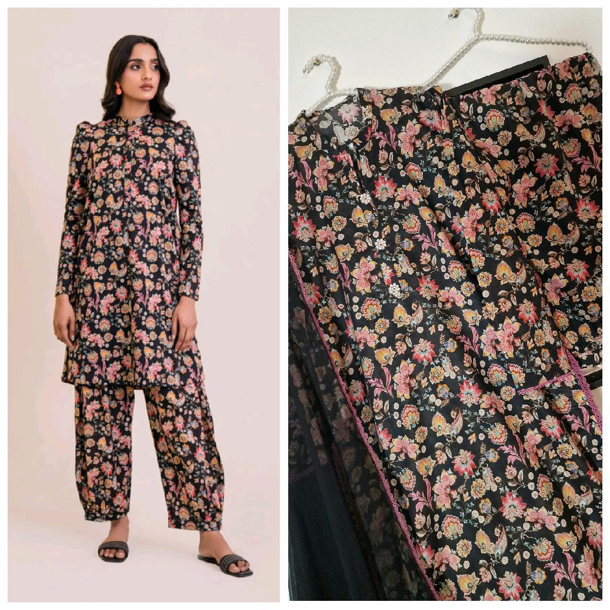 Sapphire Summer Lawn Trouser Kameez Dupatta Traditional Dress SP-LWN-BLK06
