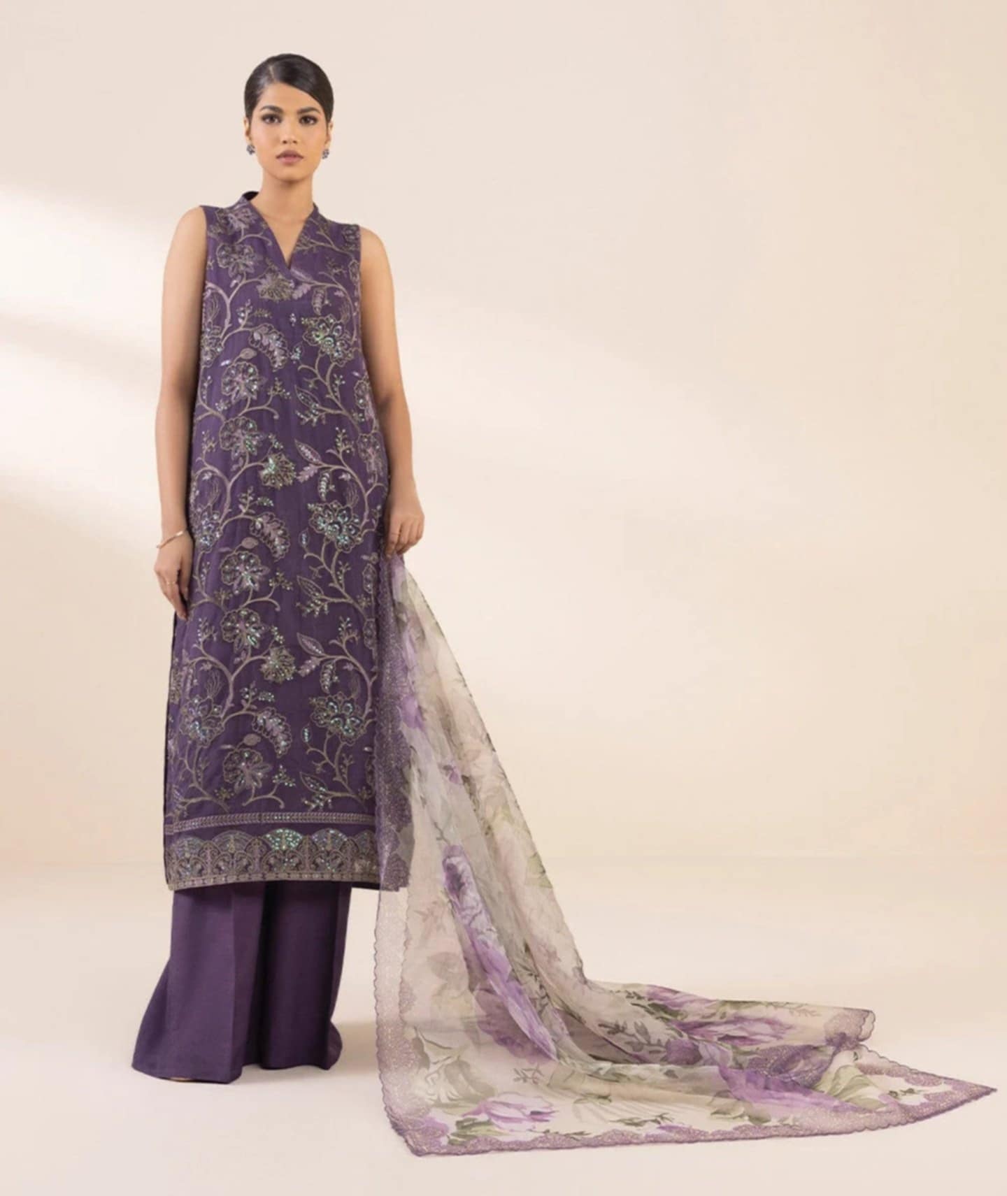 Sapphire Embroided Organza Three Piece Suit SP-ORG-PRP01