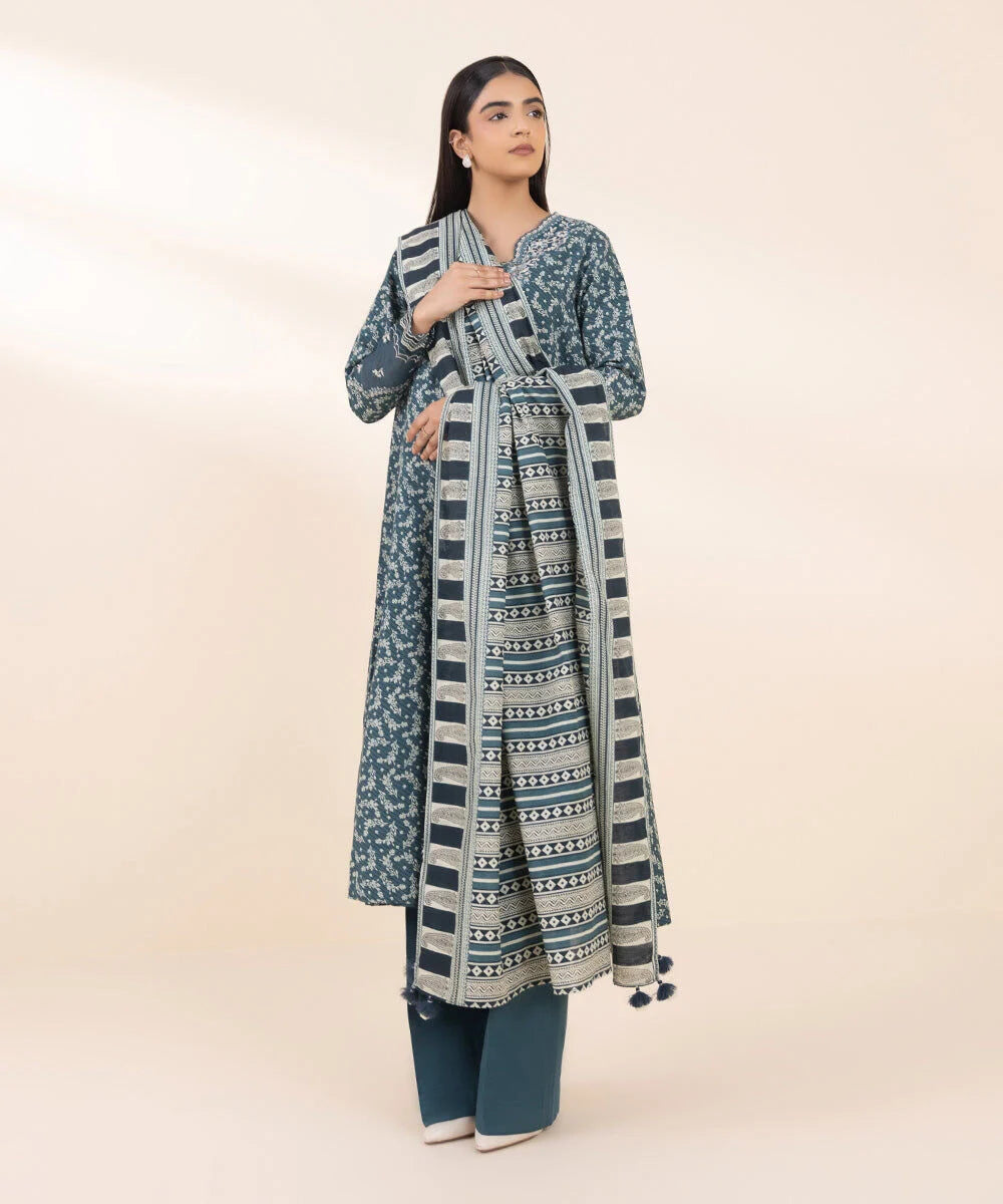 Sapphire Embroidered Khaddar Three Piece Suit SP-KHD-GR06