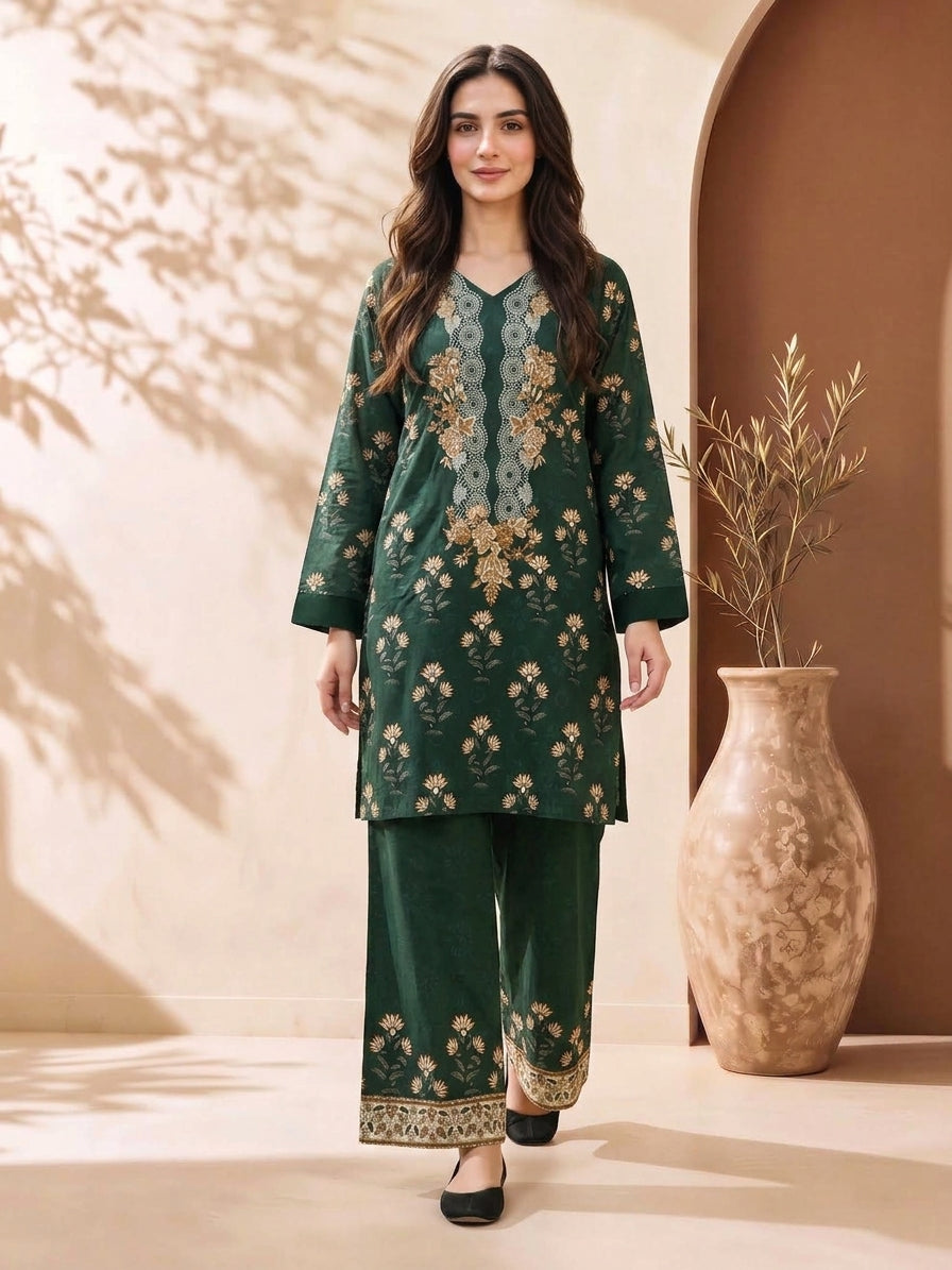 Uznau Linen Co ord Two Piece Suit UZ-LNN-GR018