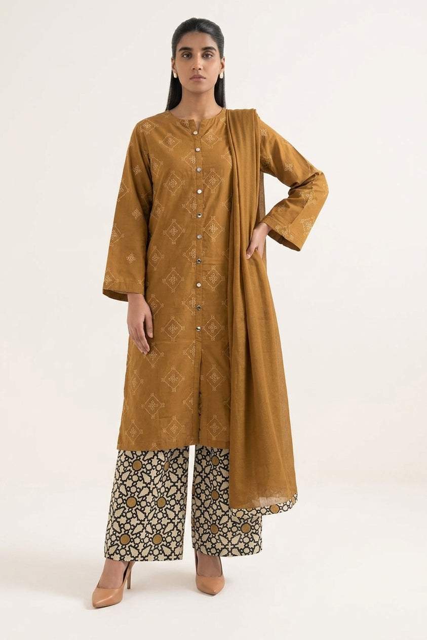 Uznau Embroidered Lawn Three Piece Suit UZ-LWN-BR010