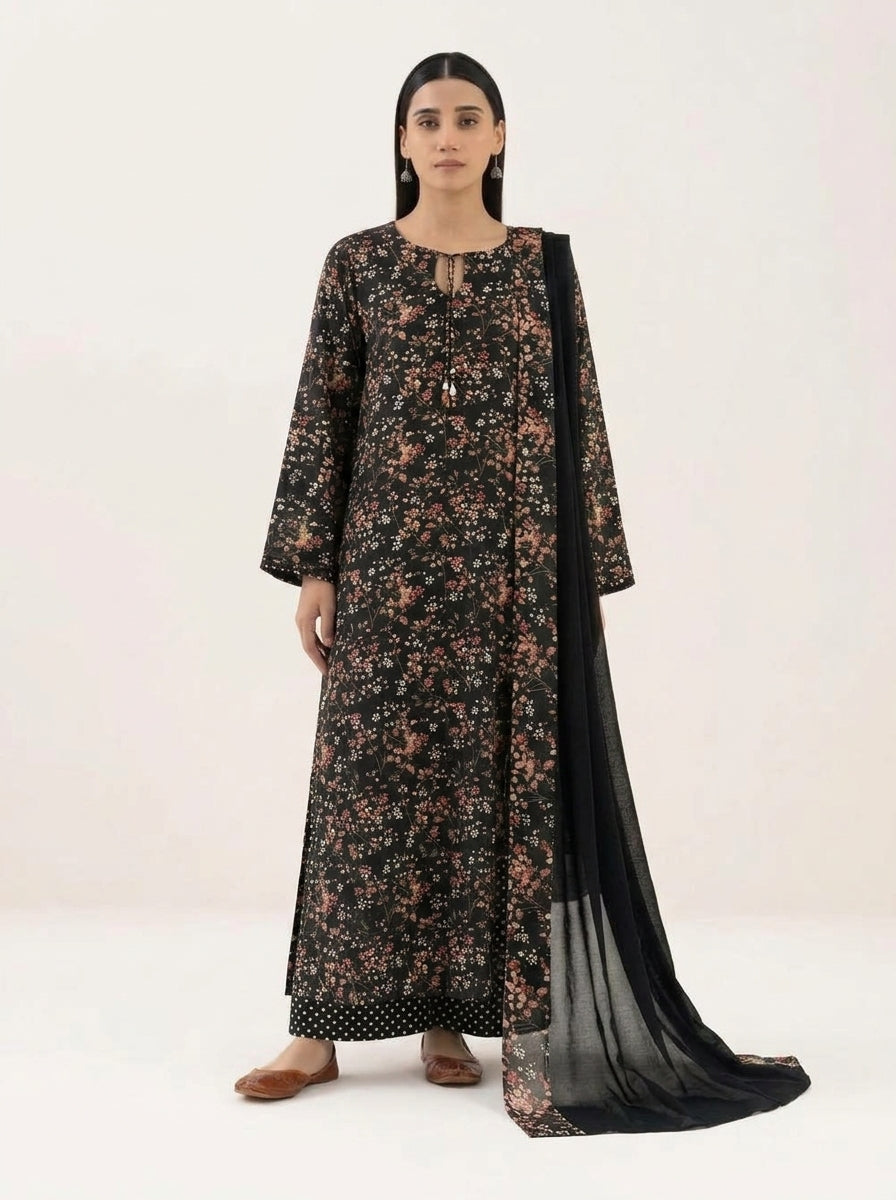 Uznau Linen Three Piece Suit UZ-LNN-BLK048
