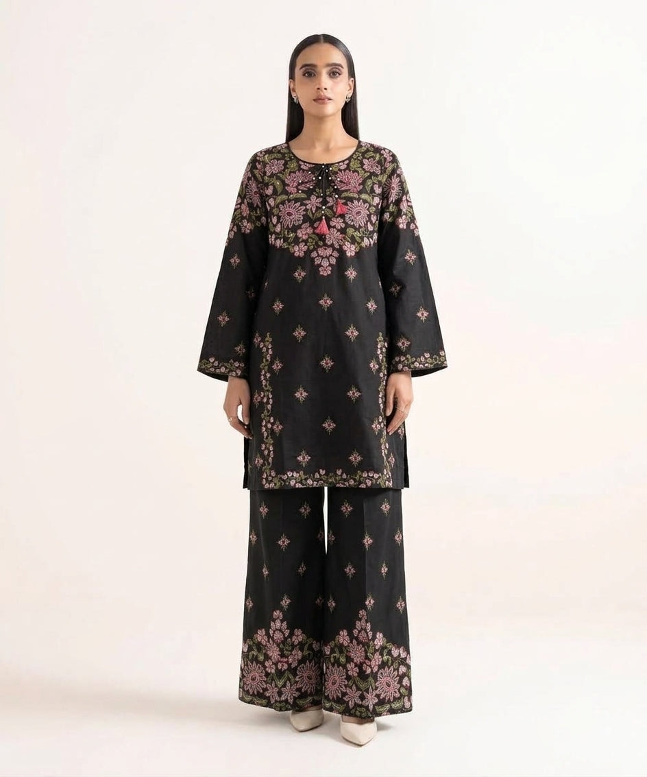 Uznau Linen Co ord Two Piece Suit UZ-LNN-BLK047