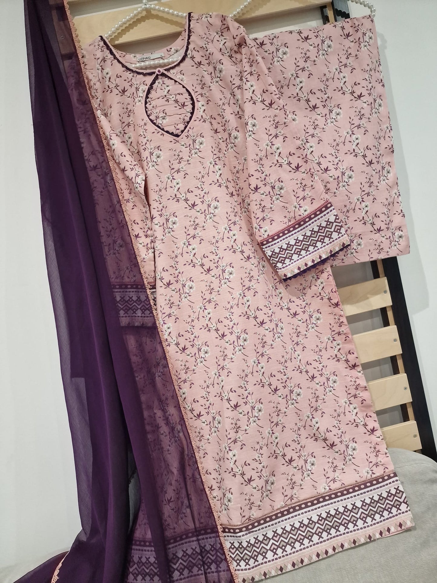 Uznau Khaddar Three Piece Suit UZ-KHD-PNK01