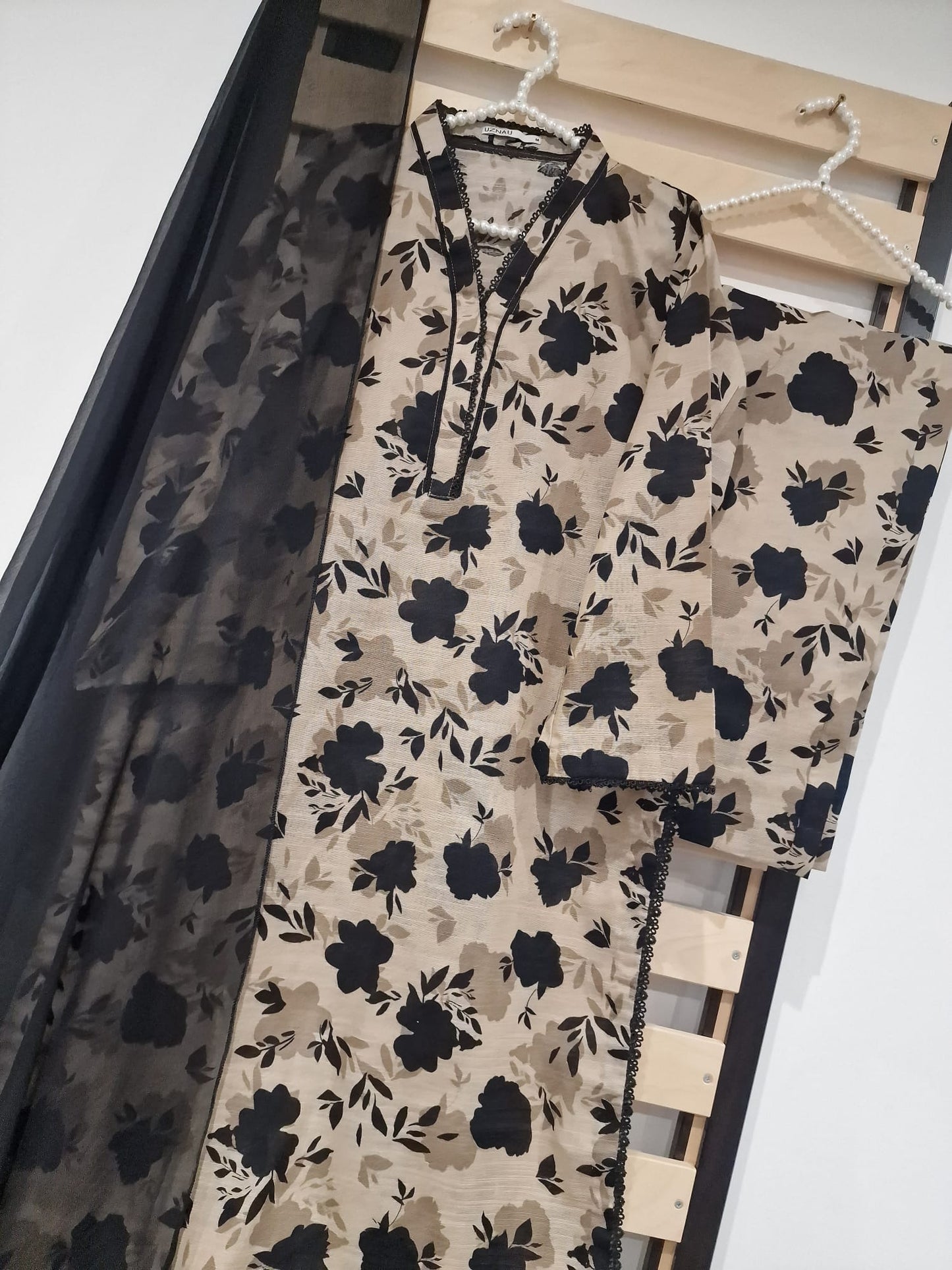 Uznau Khaddar Three Piece Suit UZ-KHD-BLK04