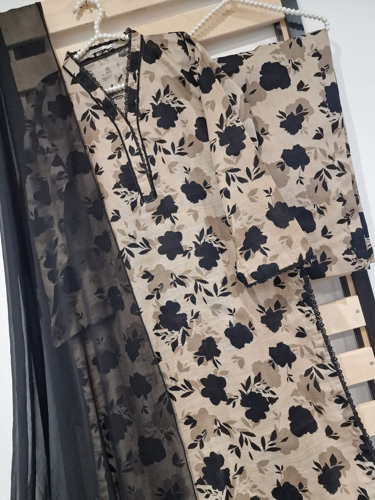 Uznau Khaddar Three Piece Suit UZ-KHD-BLK04