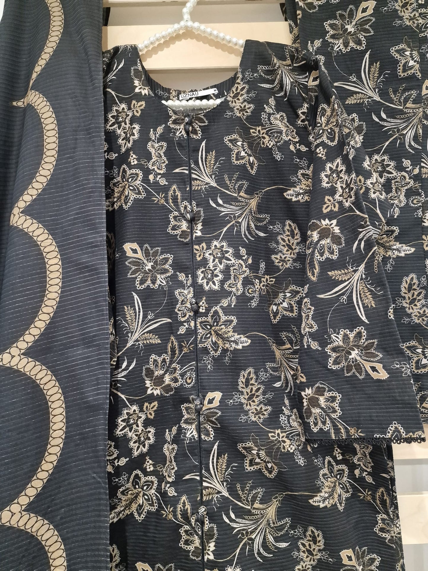 Uznau Khaddar Three Piece Suit UZ-KHD-BLK06