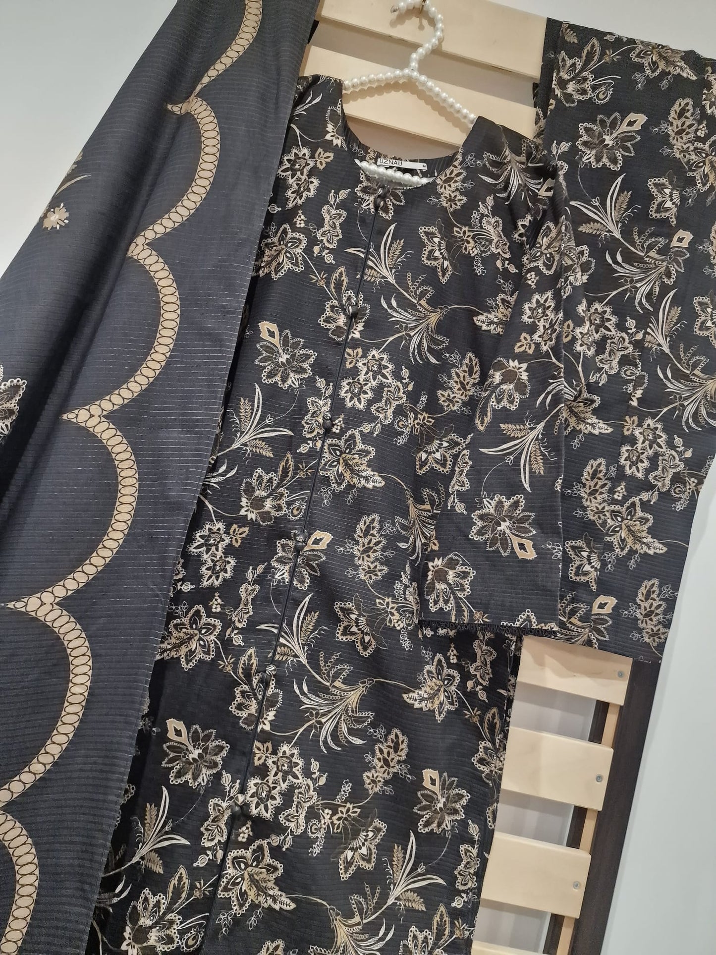 Uznau Khaddar Three Piece Suit UZ-KHD-BLK06