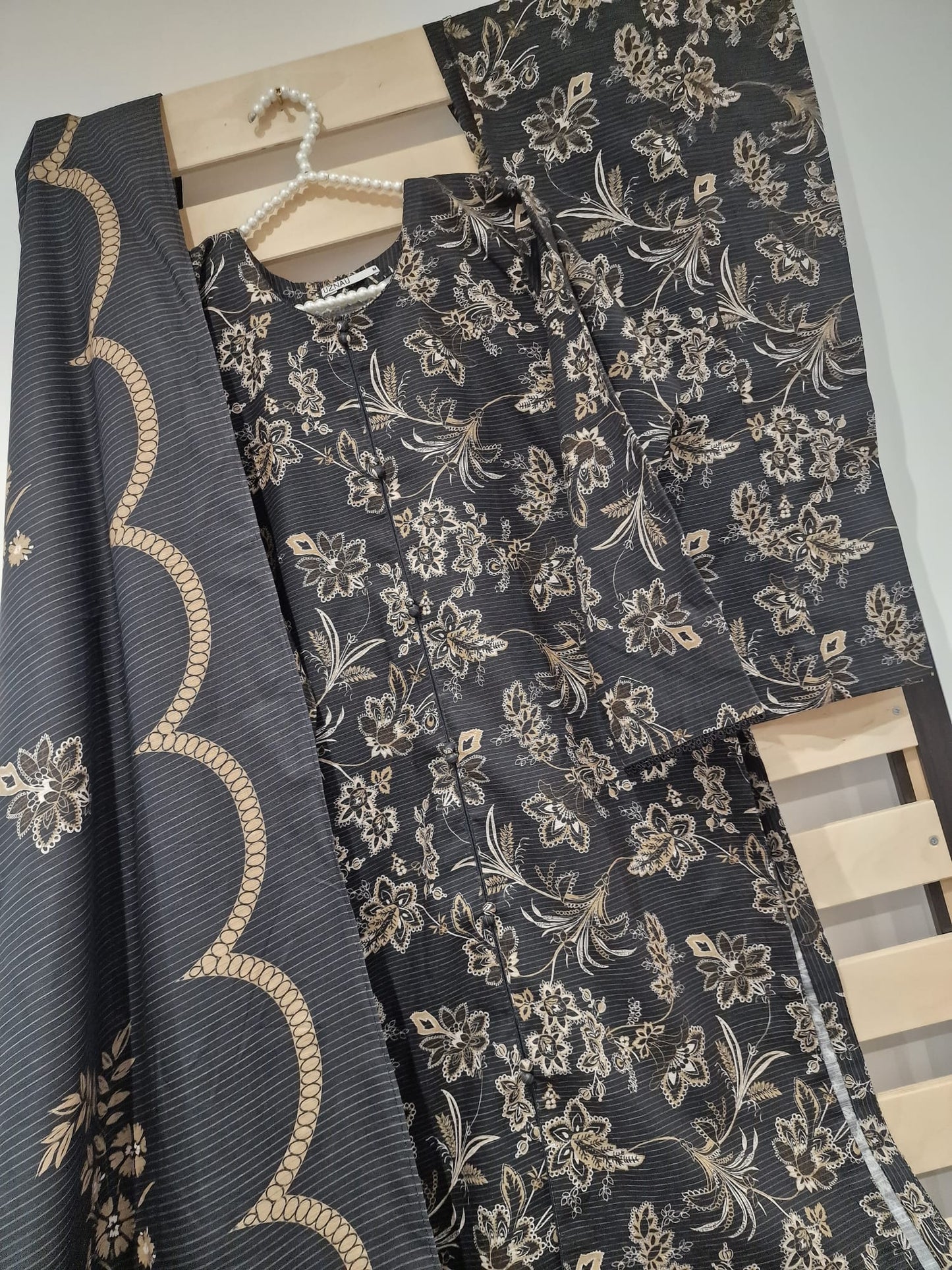Uznau Khaddar Three Piece Suit UZ-KHD-BLK06