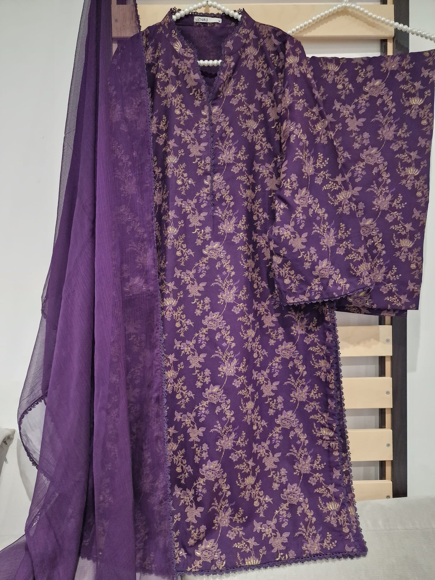 Uznau Pashmina Wool Three Piece Suit UZ-DH-PRP01