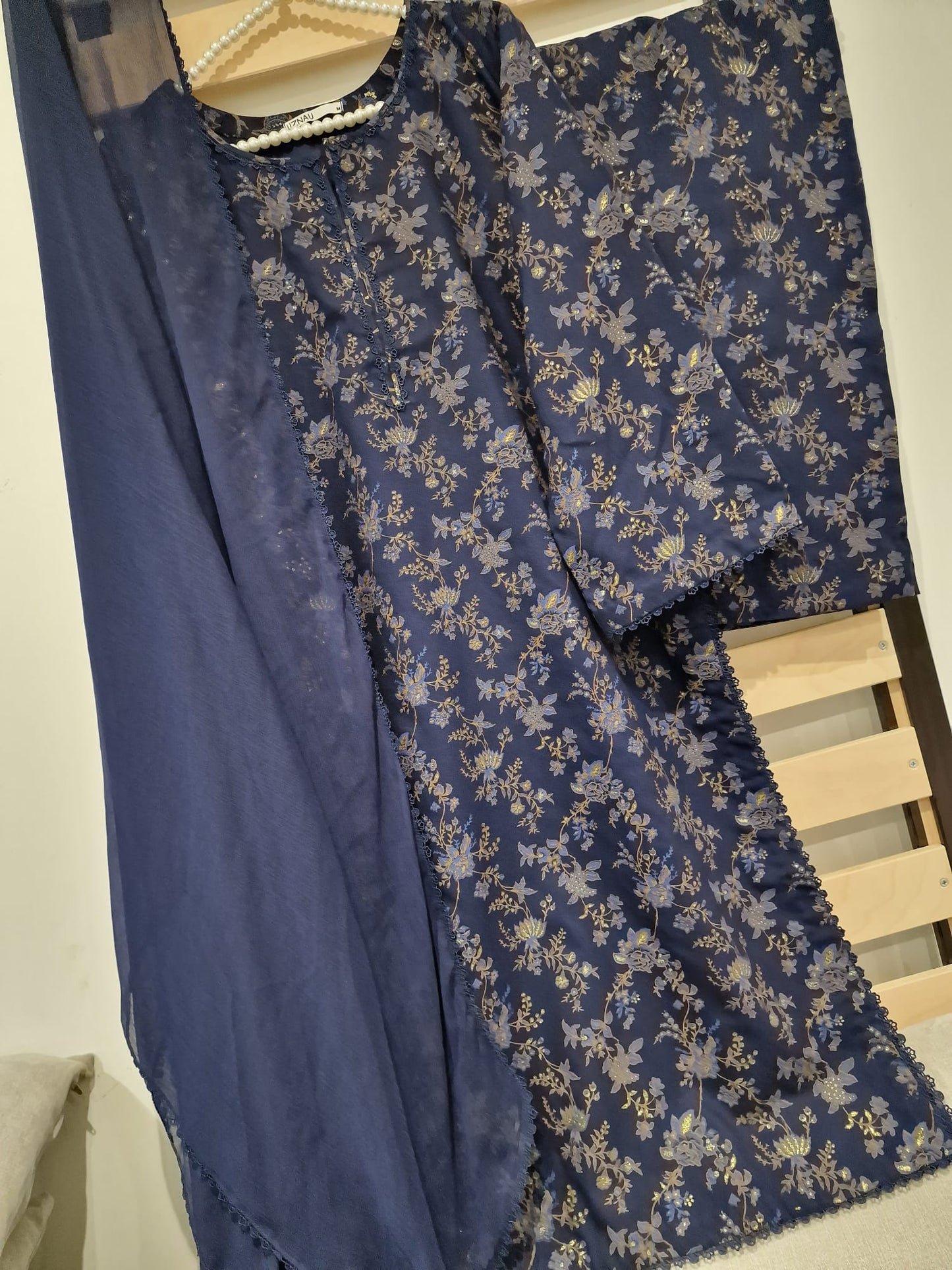 Uznau Pashmina Wool Three Piece Suit UZ-DH-BLU01