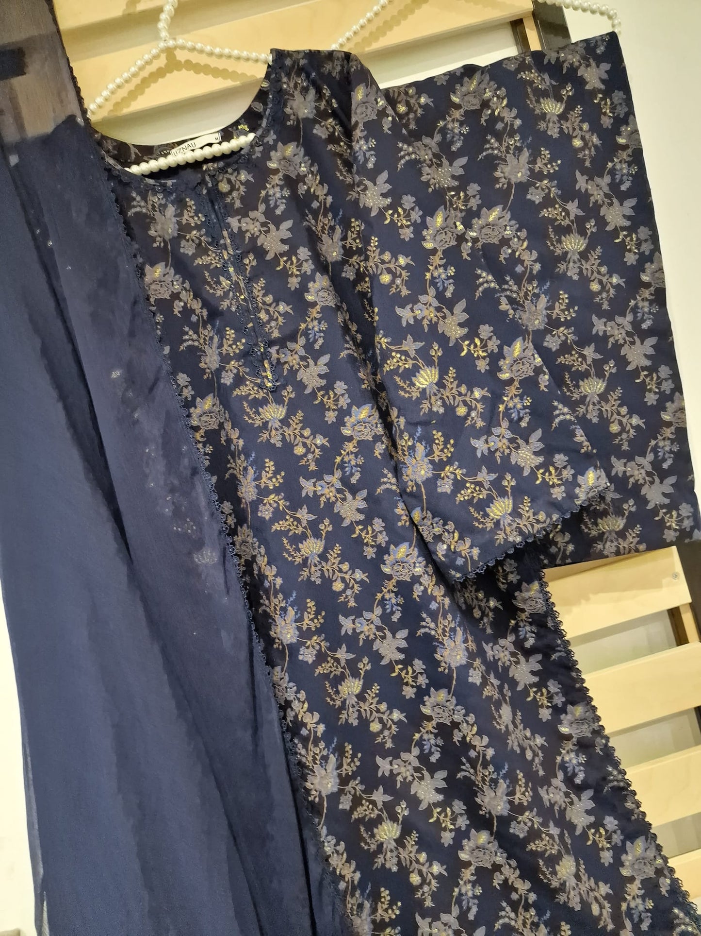 Uznau Pashmina Wool Three Piece Suit UZ-DH-BLU01
