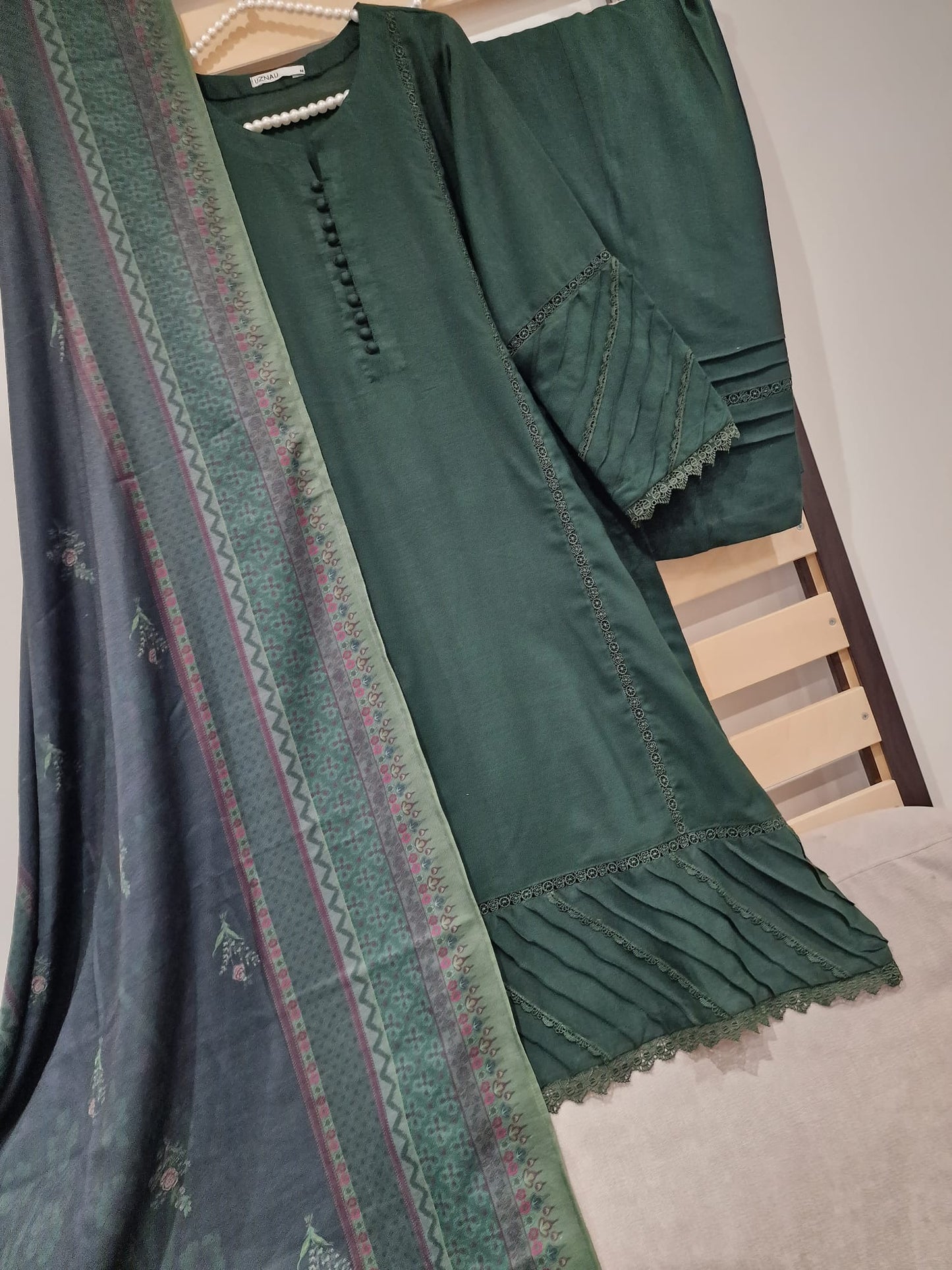 Uznau Marina Wool Three Piece Suit With Shawl UZ-WL-GR02