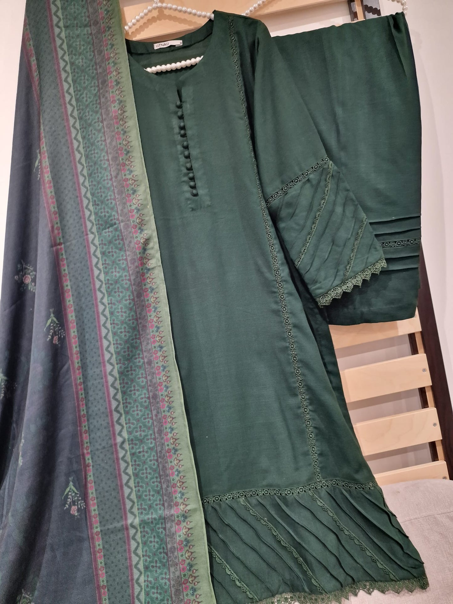 Uznau Marina Wool Three Piece Suit With Shawl UZ-WL-GR02