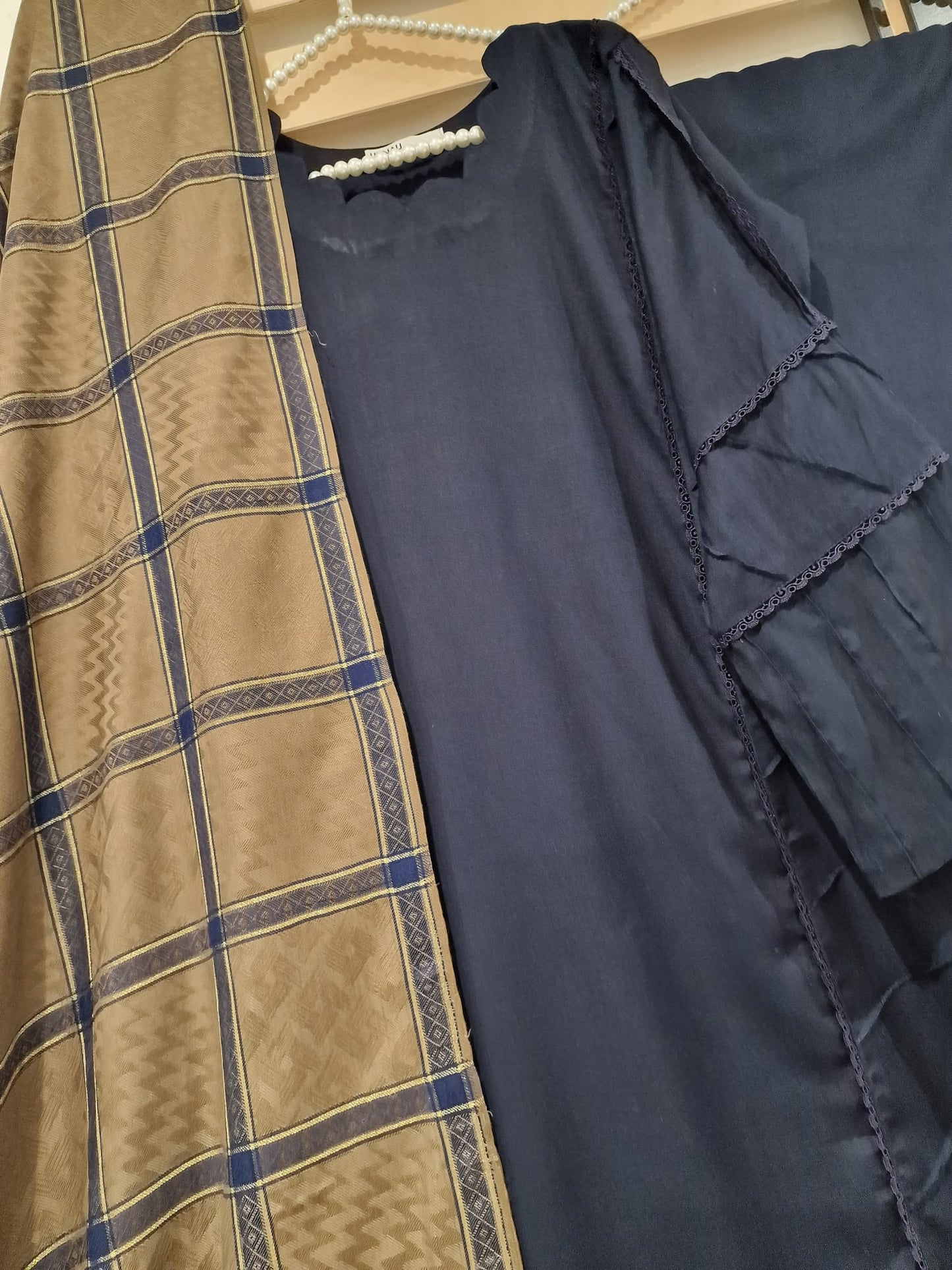 Uznau Marina Wool Three Piece Suit With Shawl UZ-WL-BLU02