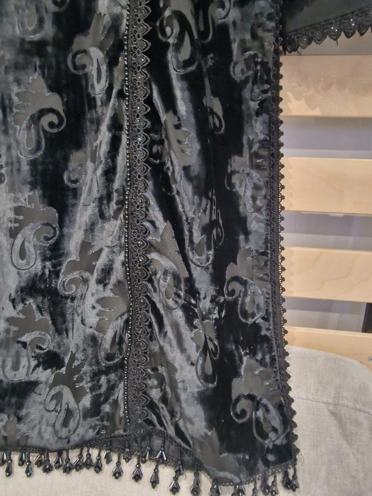 Uznau Palachi Velvet With Raw Silk Trouser And Chiffon Dupatta UZ-VL-BLK01