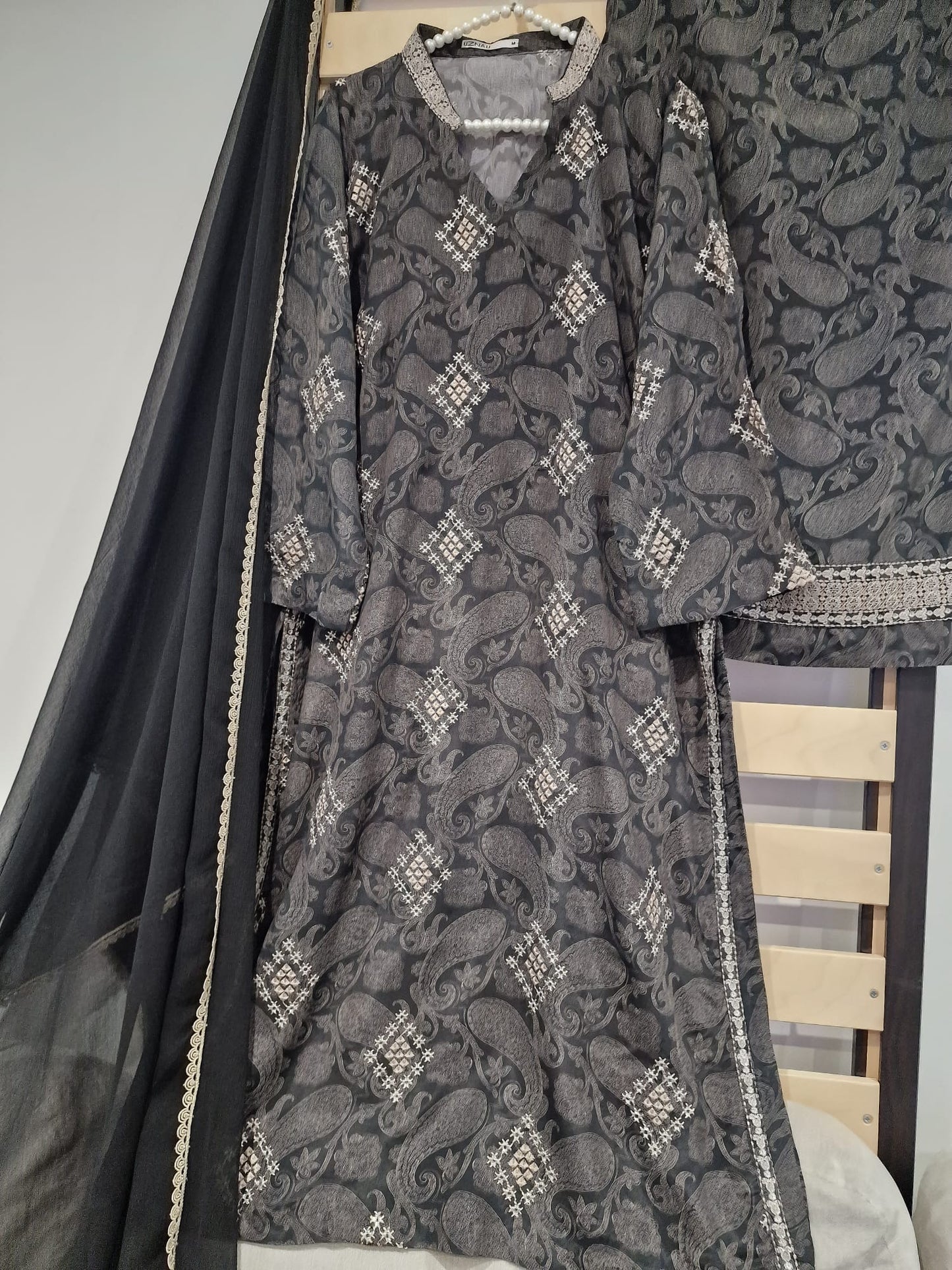 Sapphire Embroidered Grip Silk Three Piece Suit SP-SLK-BLK01