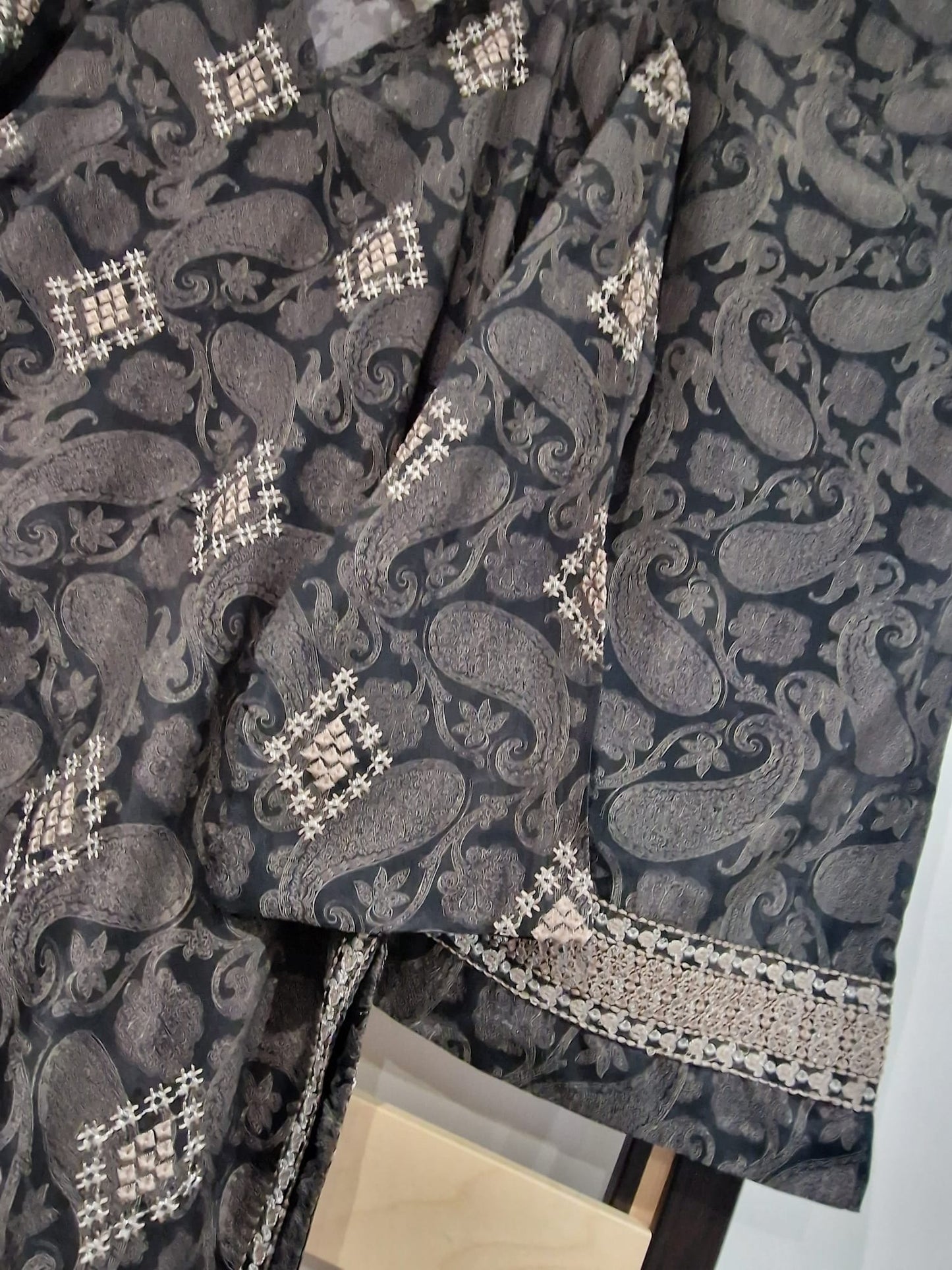 Sapphire Embroidered Grip Silk Three Piece Suit SP-SLK-BLK01