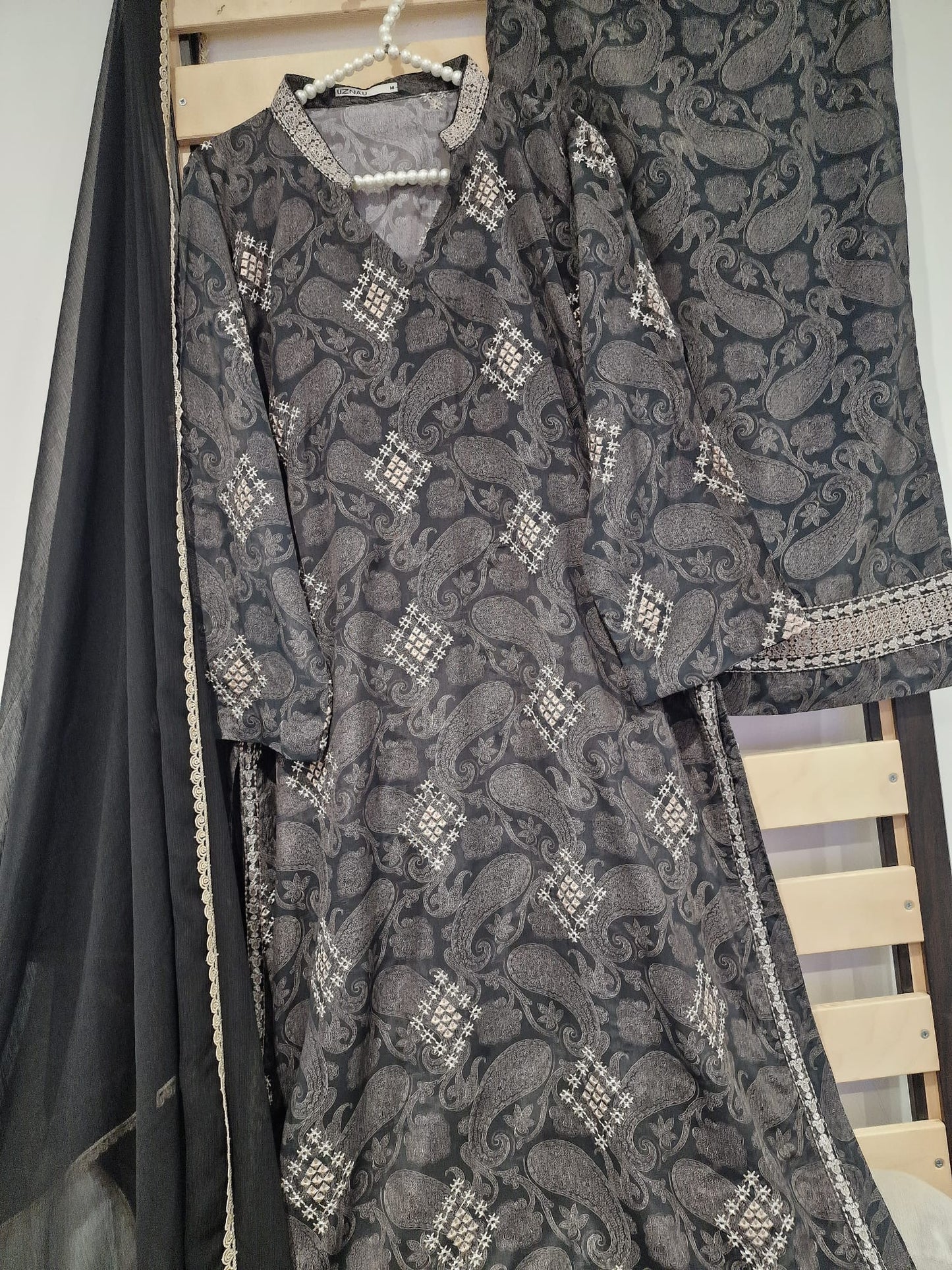 Sapphire Embroidered Grip Silk Three Piece Suit SP-SLK-BLK01