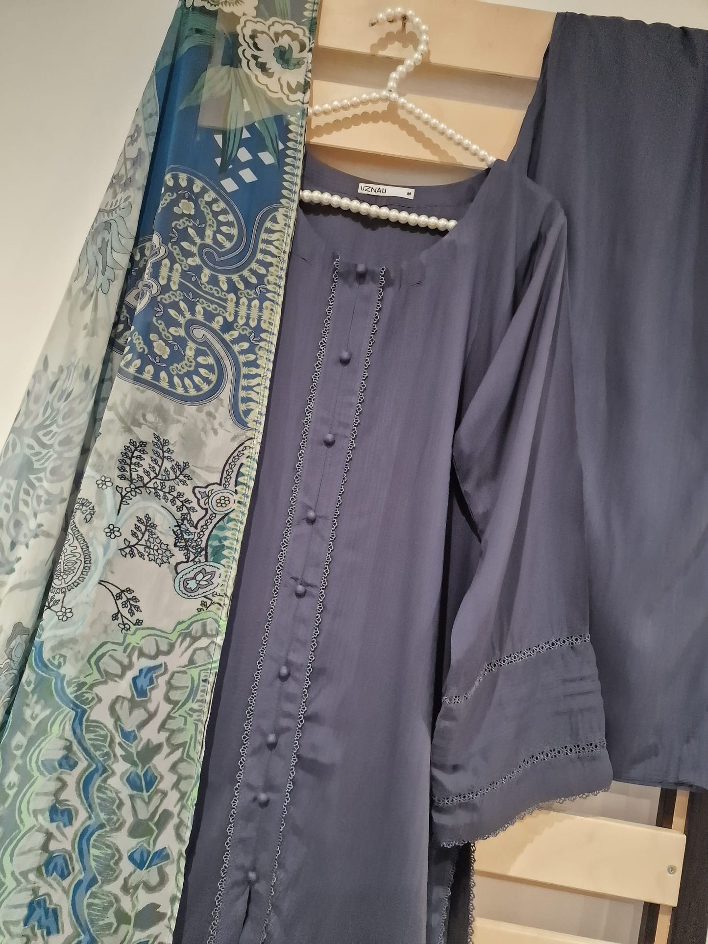 Uznau Linen Three Piece Suit UZ-LNN-BLU012
