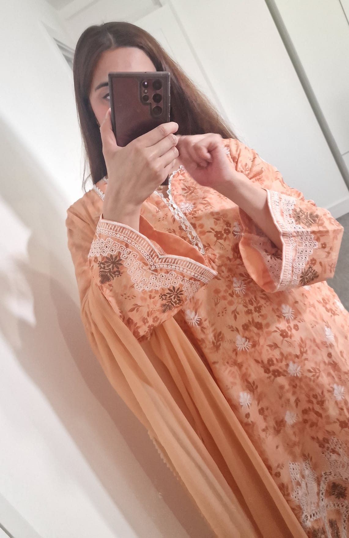 Uznau Embroided lawn Three Piece Summer Suit UZ-LWN-ORG01