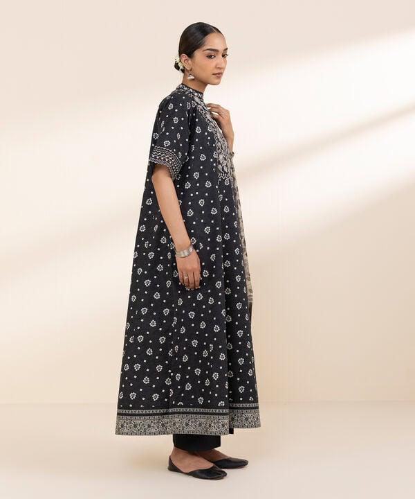 Sapphire Embroided Cotton Three Piece Suit SP-LWN-BLK018